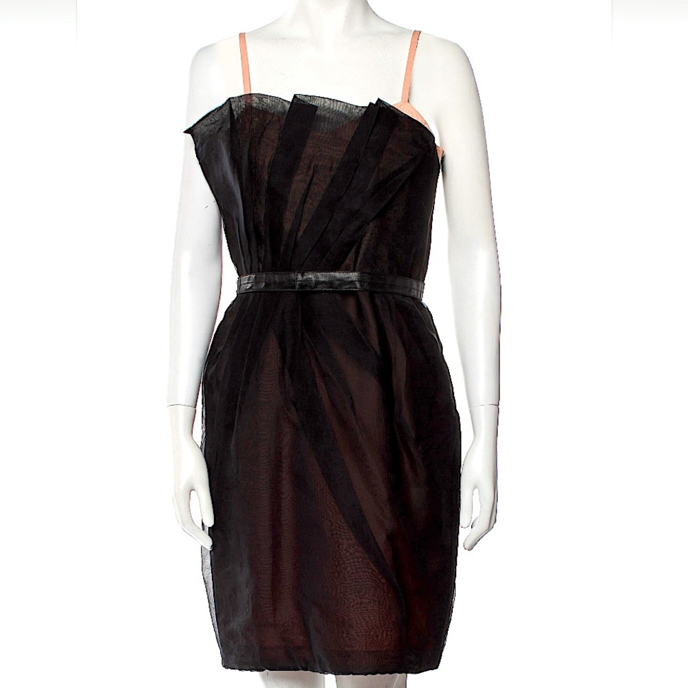 Marc Jacobs architectural lingerie pink and black silk dress